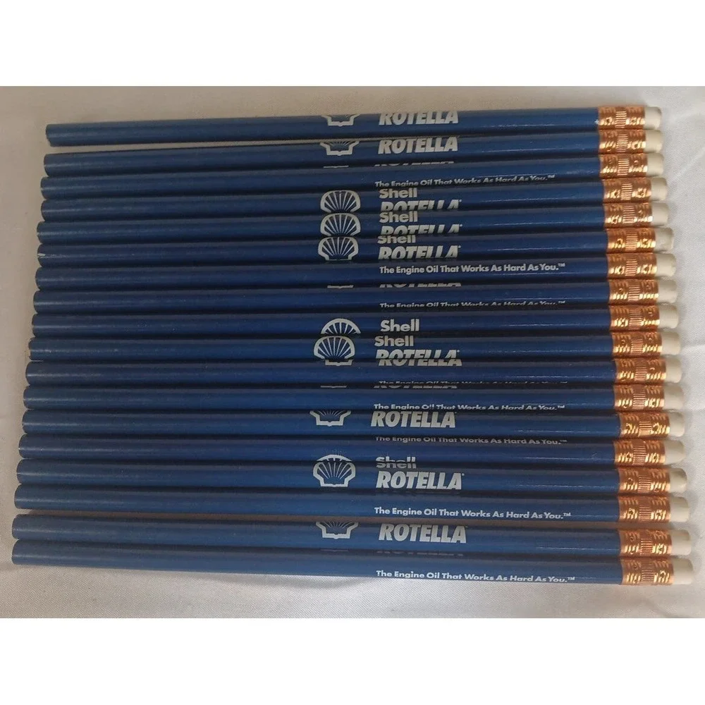Shell Rotella Advertising Pencils 18 Wood Unsharpened Blue White‎ READ